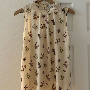 LOFT Cream Floral Sleeveless Blouse